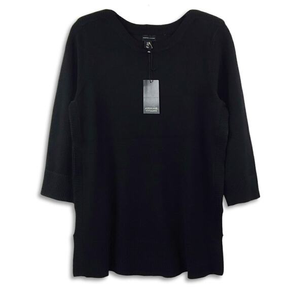 New! ADRIENNE VITTADINI Boat Neck Split Hem Tunic Sweater - Picture 3 of 6